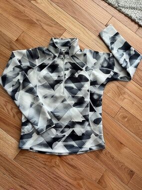 Sunice Black & White Abstract Half-Zip Pullover Jacket